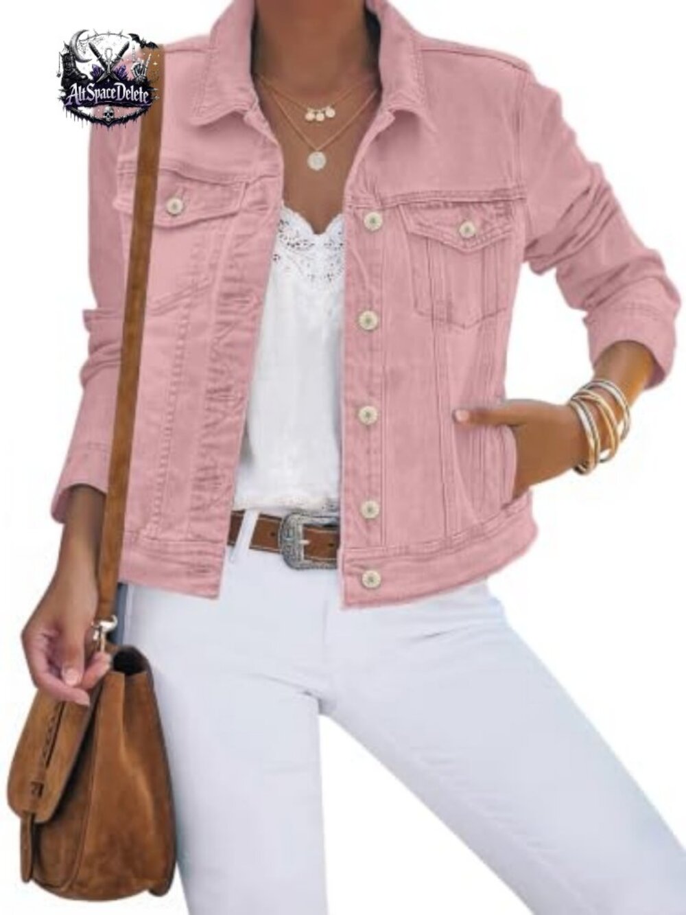 Stretch Fitted Denim Jean Jacket Button Down Long Sleeve